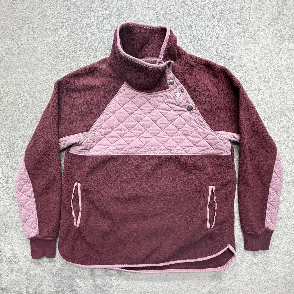 Abercrombie & Fitch Sweatshirt Womens M Purple Mock Neck Pullover Lined‎ Fleece